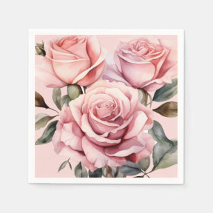 Serviette En Papier Mariage rose Roses