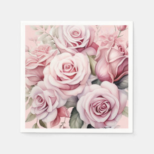 Serviette En Papier Mariage rose Roses