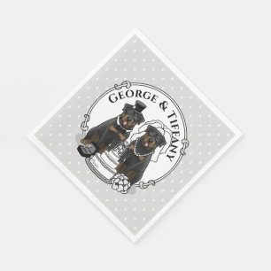 Serviette En Papier Mariage Rottweilers Mariée et Chien Mari Cute