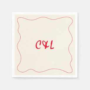 Serviette En Papier Mariage rouge Whimsical Rétro manuscrit