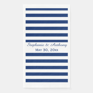 Serviette En Papier Mariage Royal Bleu rayé
