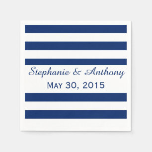 Serviette En Papier Mariage Royal Bleu rayé