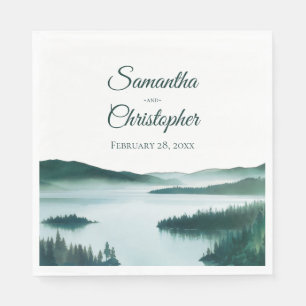 Serviette En Papier Mariage rustique au bord d'un lac de montagne aux