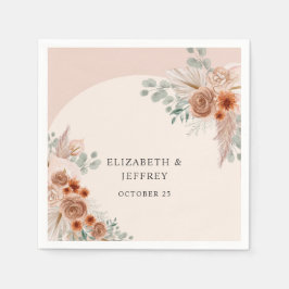 Serviette En Papier Mariage rustique Boho Terracotta Pampas