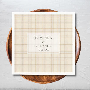 Serviette En Papier Mariage rustique carreaux marron classique Cappucc