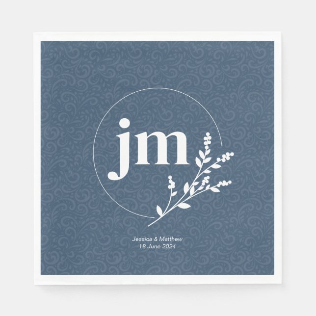 Serviette En Papier Mariage rustique chic gris ardoise (Devant)