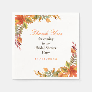 Serviette En Papier Mariage rustique d'automne avec feuilles d'automne