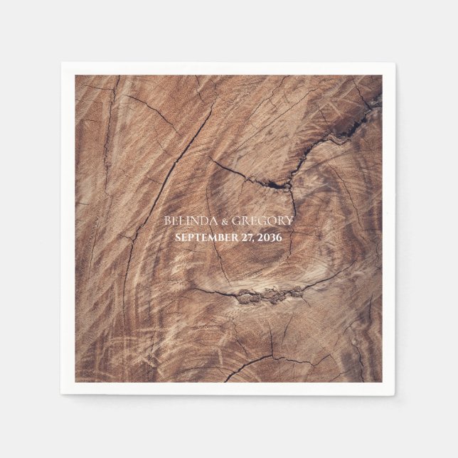 Serviette En Papier Mariage rustique en bois (Devant)