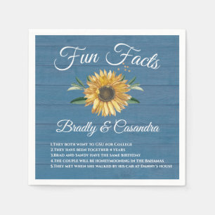 Serviette En Papier Mariage rustique Faits amusants Tournesol Bleu Boi