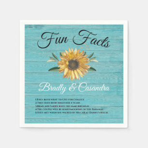 Serviette En Papier Mariage rustique Faits amusants Tournesol Lumière 