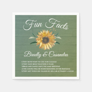 Serviette En Papier Mariage rustique Faits amusants tournesol vert boi