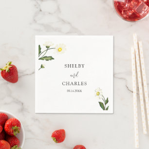 Serviette En Papier Mariage rustique floral Marguerite blanche