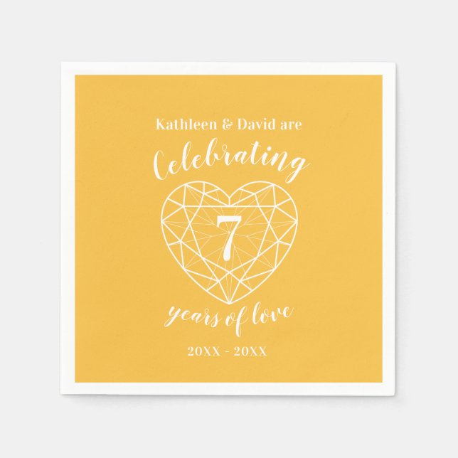 Serviette En Papier Mariage saphir jaune 7 ans (Devant)