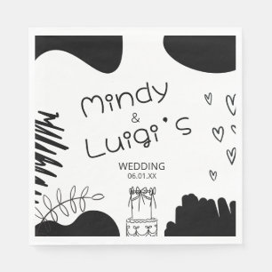 Serviette En Papier Mariage Script Doodle Formes Biologiques