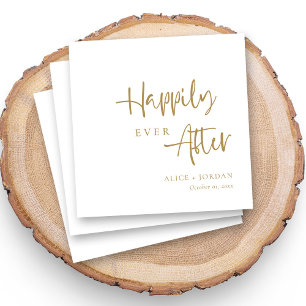 Serviette En Papier Mariage Script Happily Ever After avec Accent Doré