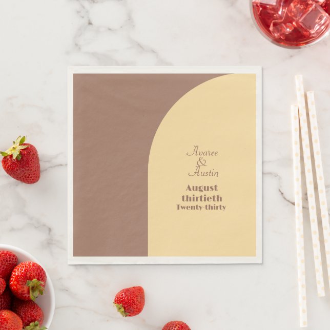 Serviette En Papier Mariage serviettes Mocha Mousse Arrondi (En situation)