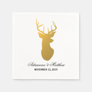 Serviette En Papier Mariage Silhouette moderne Antler