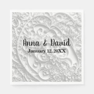 Serviette En Papier Mariage Silver Paper Quilling Daisy Design