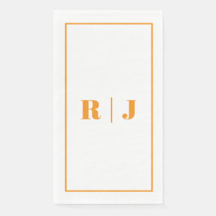 Serviette En Papier Mariage simple automne monogramme orange citrouill