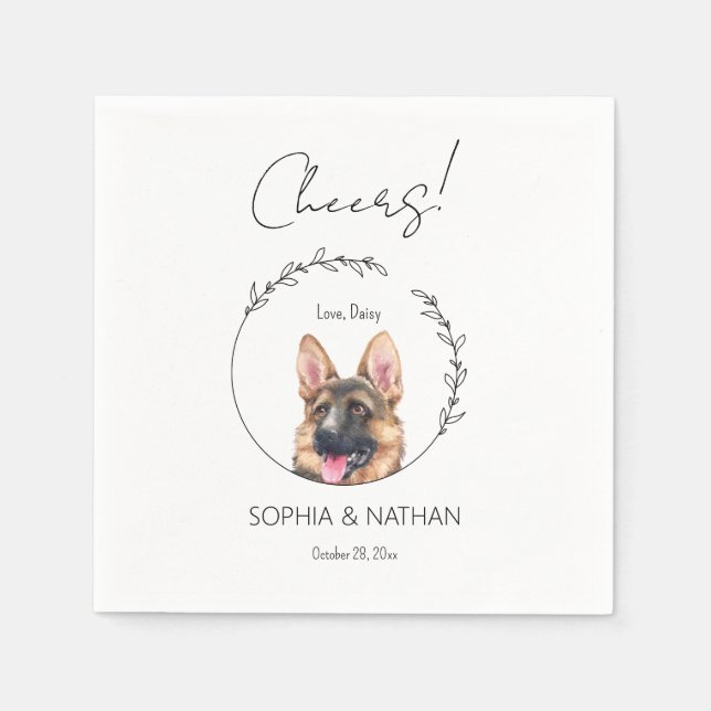Serviette En Papier Mariage simple berger allemand Cocktail serviettes (Devant)