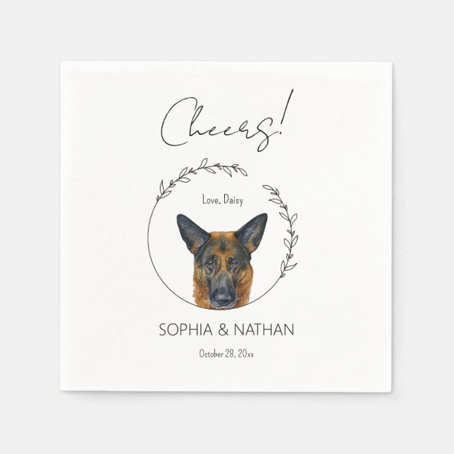 Serviette En Papier Mariage simple berger allemand Cocktail serviettes (Devant)