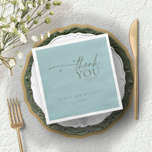 Serviette En Papier Mariage simple et chic Merci Dusty Turquoise ID104