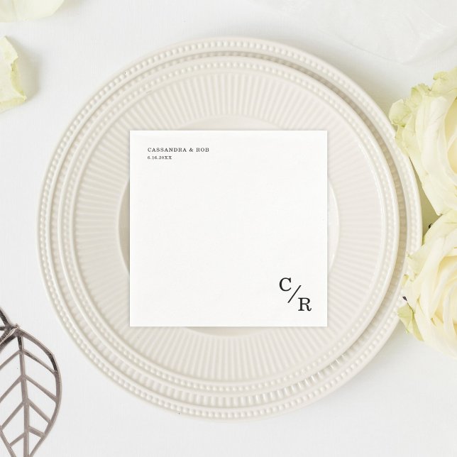 Serviette En Papier Mariage simple et élégant des initiales de monogra (Créateur téléchargé)