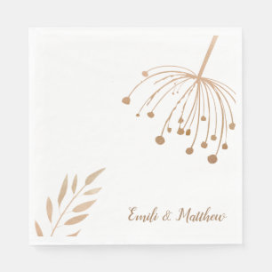 Serviette En Papier Mariage simple floral botanique or