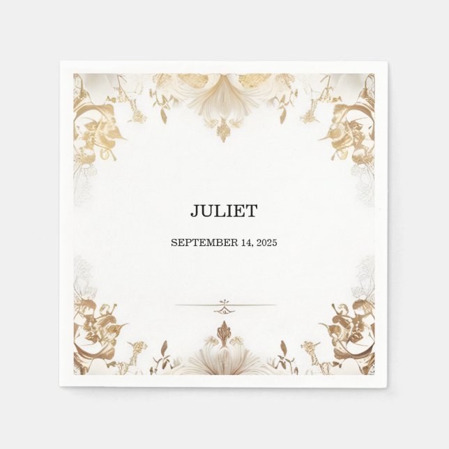 Serviette En Papier Mariage Simple Formel Classique et Sobre (Devant)