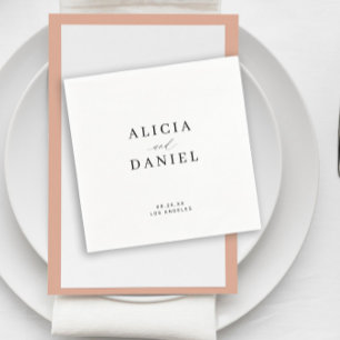 Serviette En Papier Mariage simple minimaliste blanc noir élégant