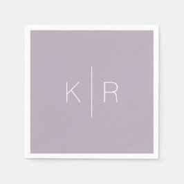 Serviette En Papier Mariage simple moderne Dusty Lilac Monogram