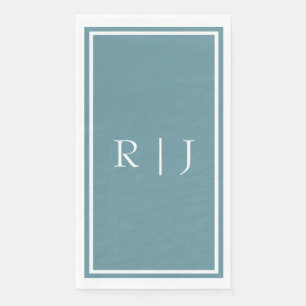 Serviette En Papier Mariage Simple Personnalisé Monogramme Bleu Poussi