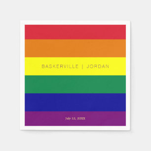 Serviette En Papier Mariage sous le drapeau arc-en-ciel