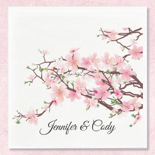 Serviette En Papier Mariage Spring Cherry Blossoms Ajouter des noms Na