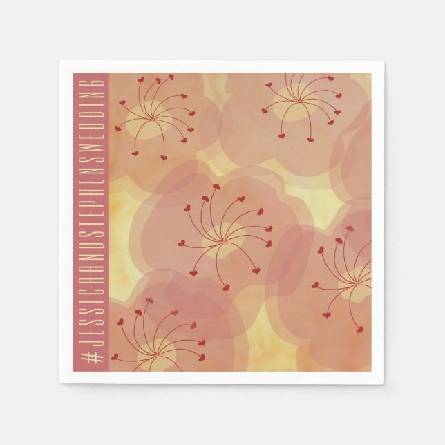 Serviette En Papier Mariage Standard Napkin asiatique influence floral (Devant)