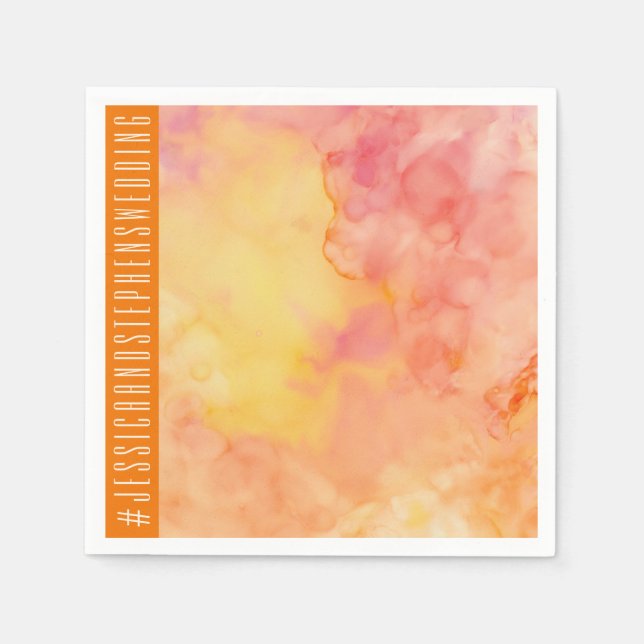 Serviette En Papier Mariage Standard Napkin Fleurs fraîches Oranges (Devant)