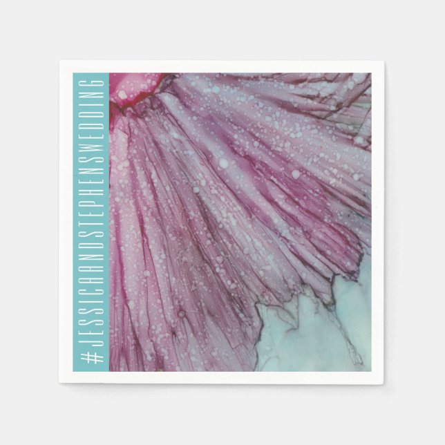 Serviette En Papier Mariage standard Napkin Turquoise et prêteurs (Devant)