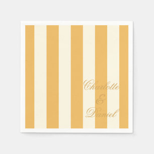 Serviette En Papier Mariage Stripe personnalisé jaune moutarde