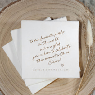 Serviette En Papier Mariage Style Note d'Amour Écriture Manuscrite Mar