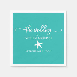 Serviette En Papier Mariage sur la plage aux étoiles de mer Bleu sarce