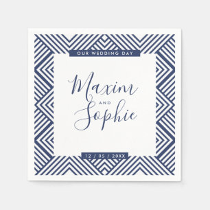 Serviette En Papier MARIAGE TABLE geo simple moderne mariage bleu mari