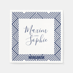Serviette En Papier MARIAGE TABLE geo simple moderne mariage bleu mari