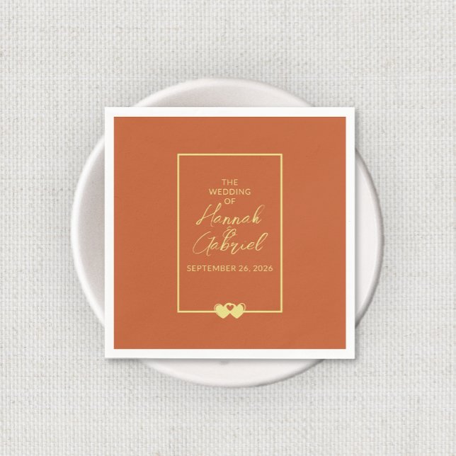 Serviette En Papier Mariage Terracotta Gold (The front of the Terracotta Gold wedding napkin)