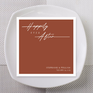 Serviette En Papier Mariage Terracotta Monoline Pour Toujours