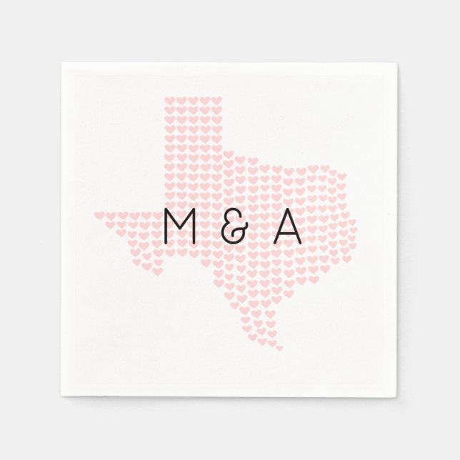 Serviette En Papier Mariage Texas Personnalisé À Thème Coeur Napkin (Devant)