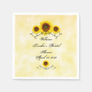 Serviette en papier mariage thème tournesol