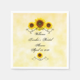 Serviette en papier mariage thème tournesol