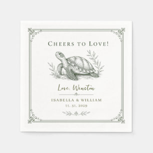 Serviette En Papier Mariage Tortue Personnalisé Mer Côtière Reptile So