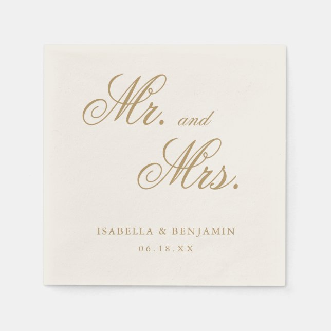 Serviette En Papier Mariage traditionnel ivoire élégant (Devant)