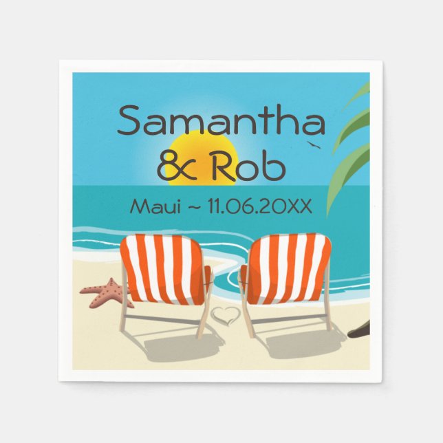 Serviette En Papier Mariage Tropical (Devant)